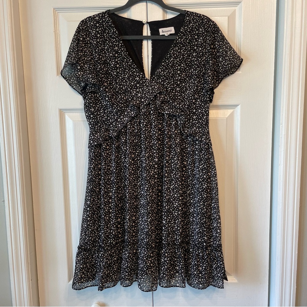 &merci Black and White Patterned Mini Dress Size Large
